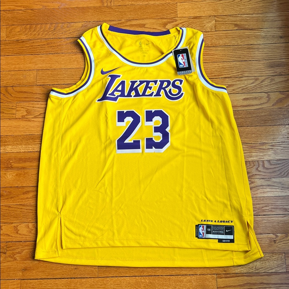 Nike Lakers LeBron James 23 Basketball Jersey Yellow Size 56 XXL